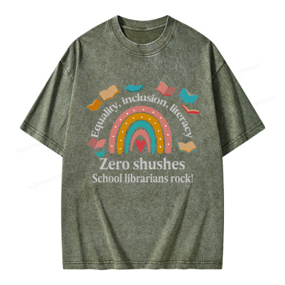 Pagewings Equality Inclusion Literacy Unisex Washed T-shirt