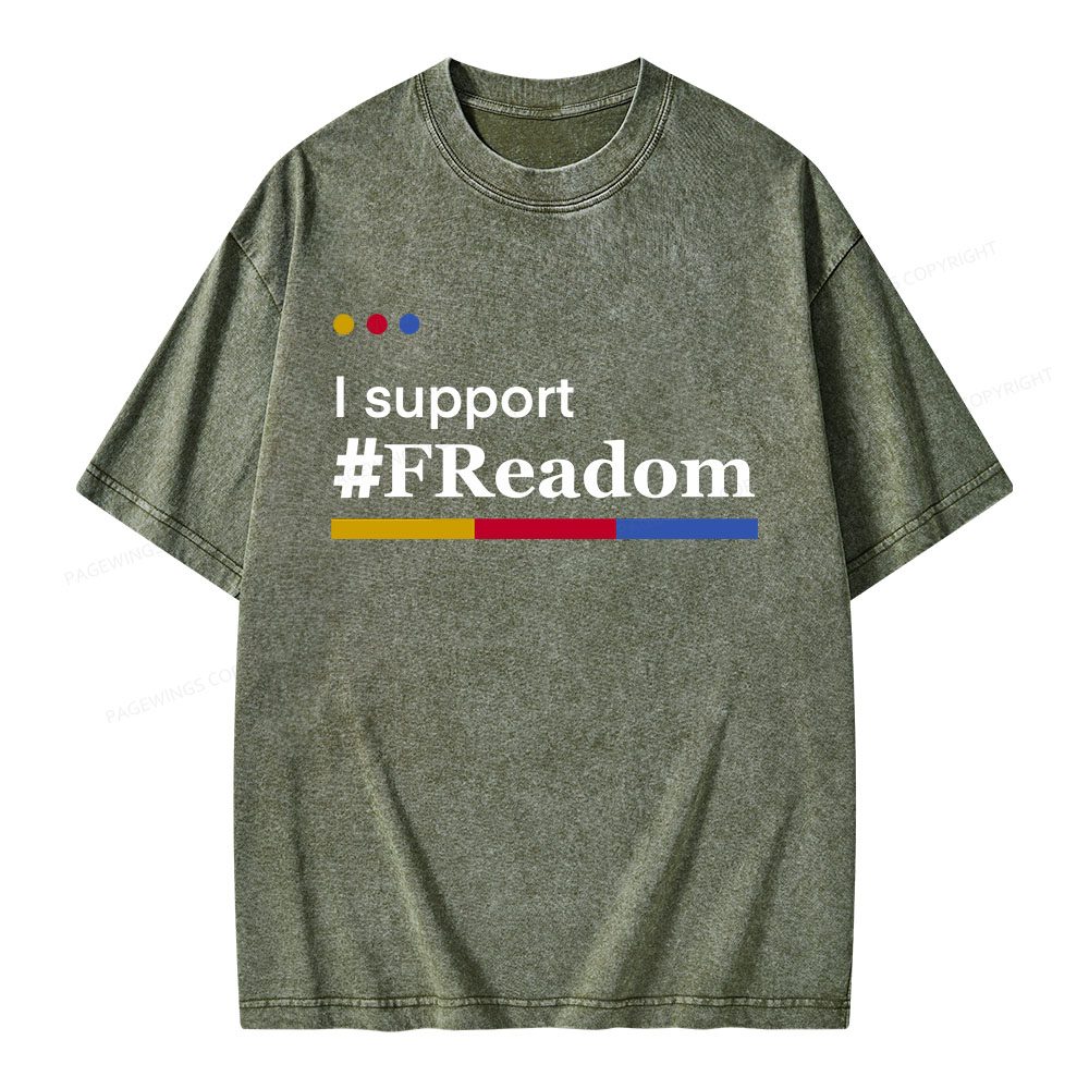 Pagewings I Support FReadom Unisex Washed T-shirt