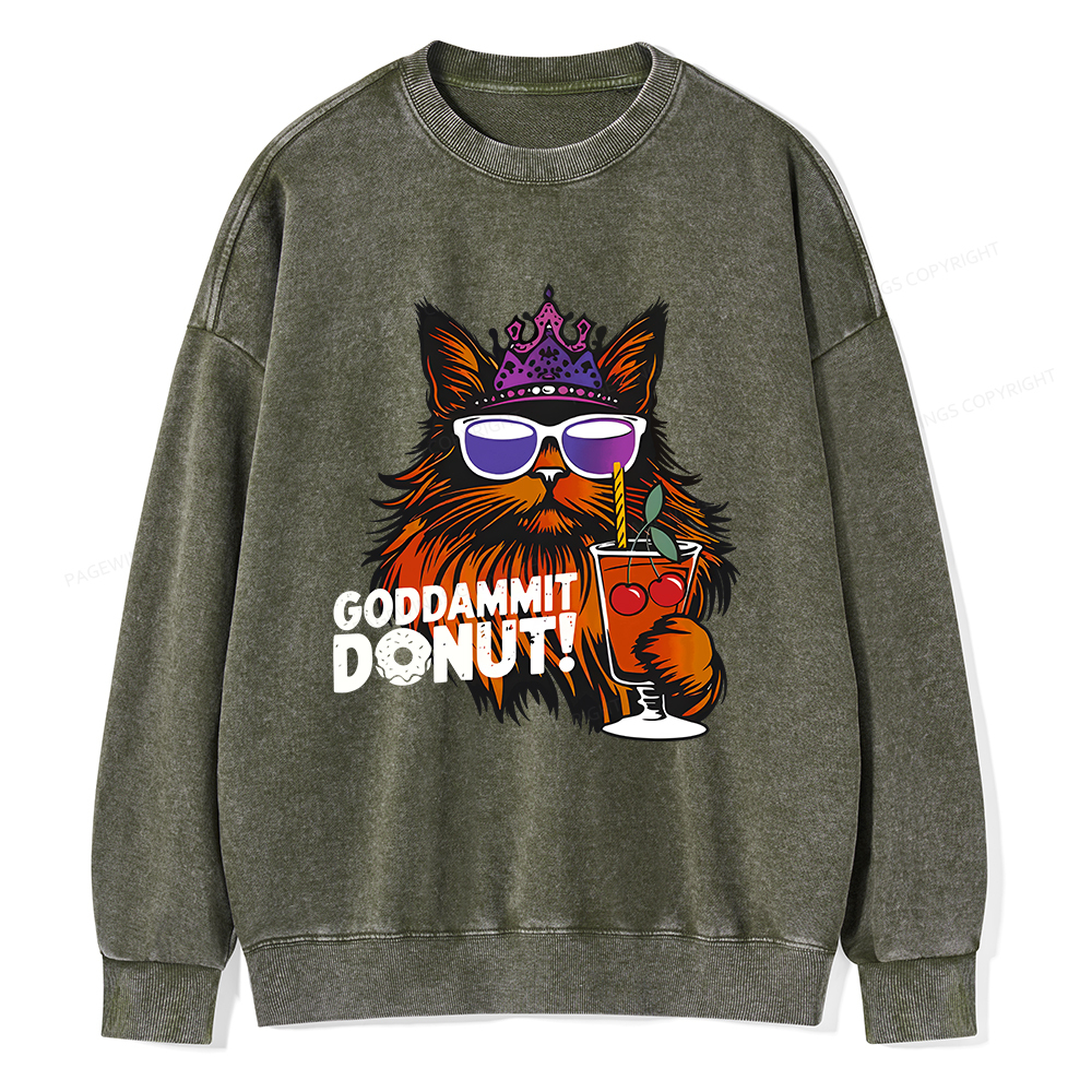 Pagewings Goddammit Donut Unisex Washed Sweatshirt