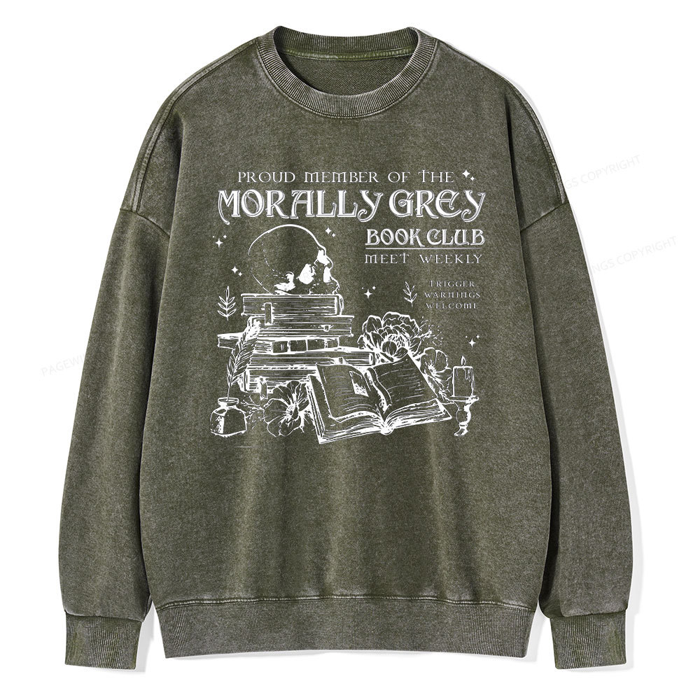 Pagewing  Morally Grey Book Club Hoodie Unisex Washed Sweatshirt