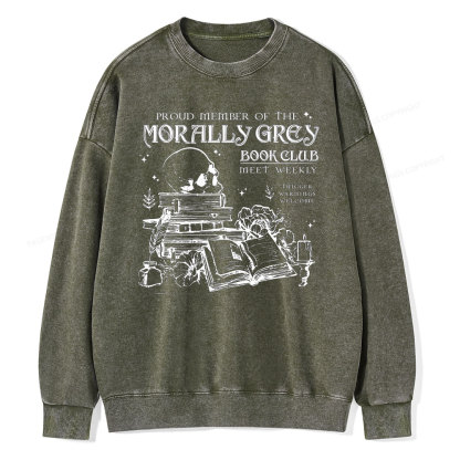 Pagewing  Morally Grey Book Club Hoodie Unisex Washed Sweatshirt