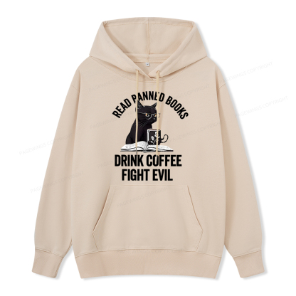 Pagewings Read Books Drink Coffee Fight Evil Shirt Unisex Classic Hoodie