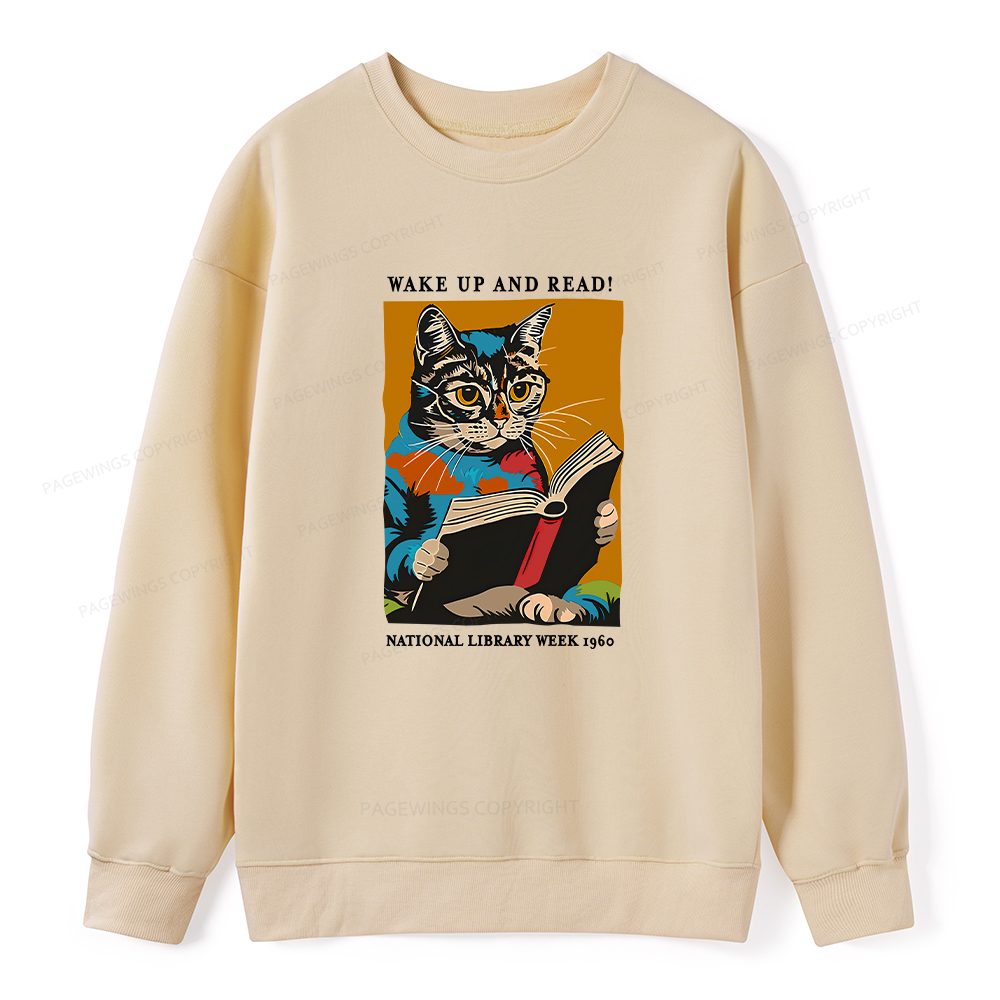 Pagewings Cat Reading Poster Unisex Classic Sweatshirt