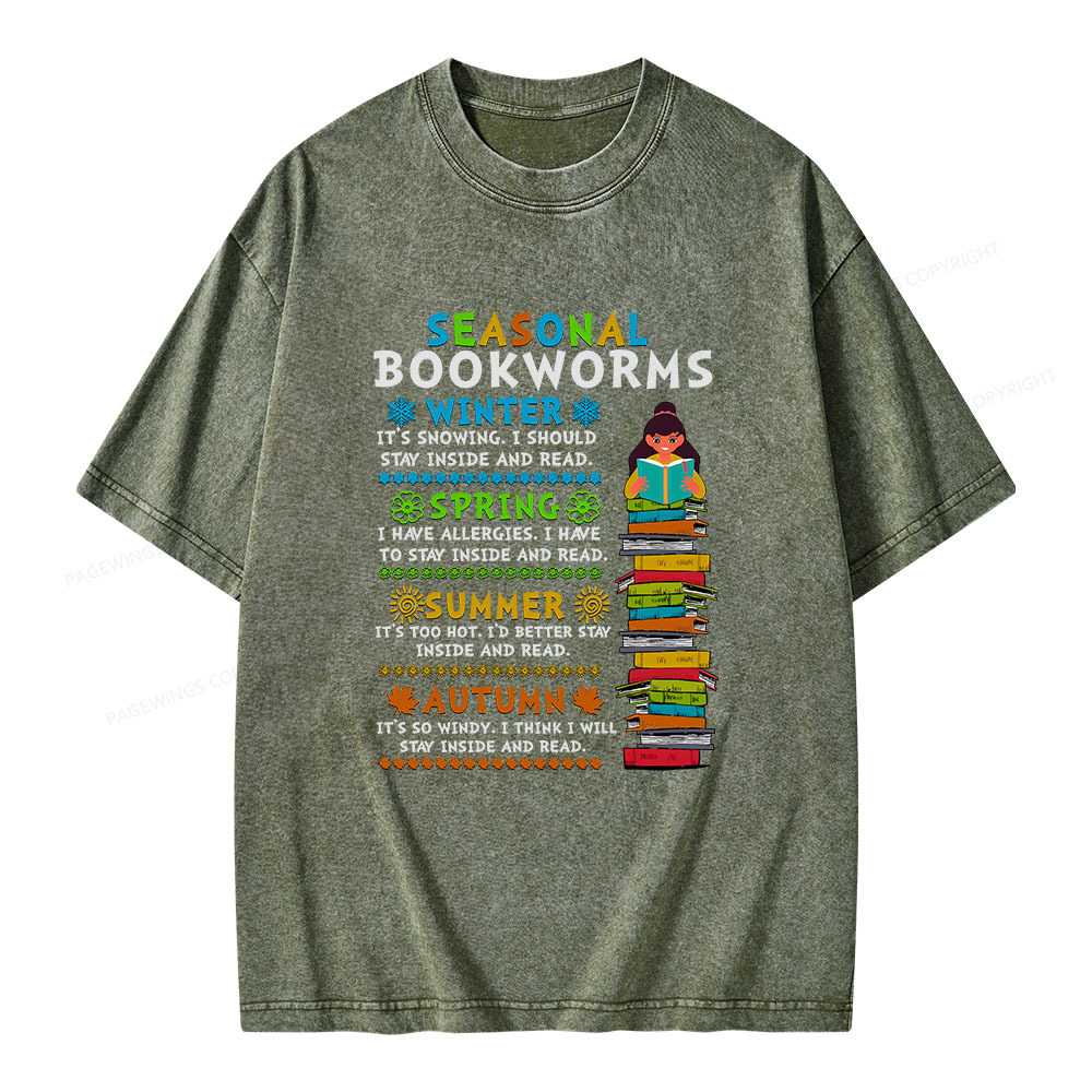 Pagewings Seasonal BookWorms Unisex Washed T-shirt