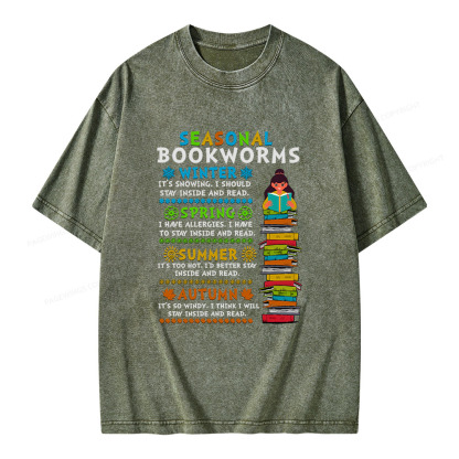 Pagewings Seasonal BookWorms Unisex Washed T-shirt