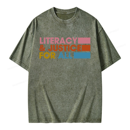 Pagewings Literacy Justice For All Unisex Washed T-shirt
