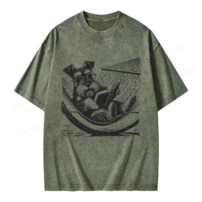 Pagewings Reading Dog Unisex Washed T-shirt