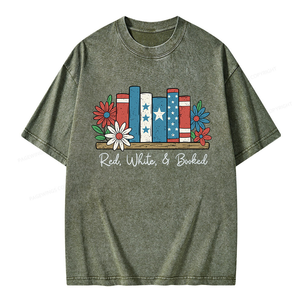 Pagewings Book Lover Independence Day Unisex Washed T-shirt