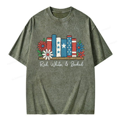 Pagewings Book Lover Independence Day Unisex Washed T-shirt