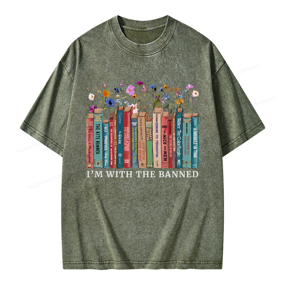 Pagewings I'm With The Banned Unisex Washed T-shirt