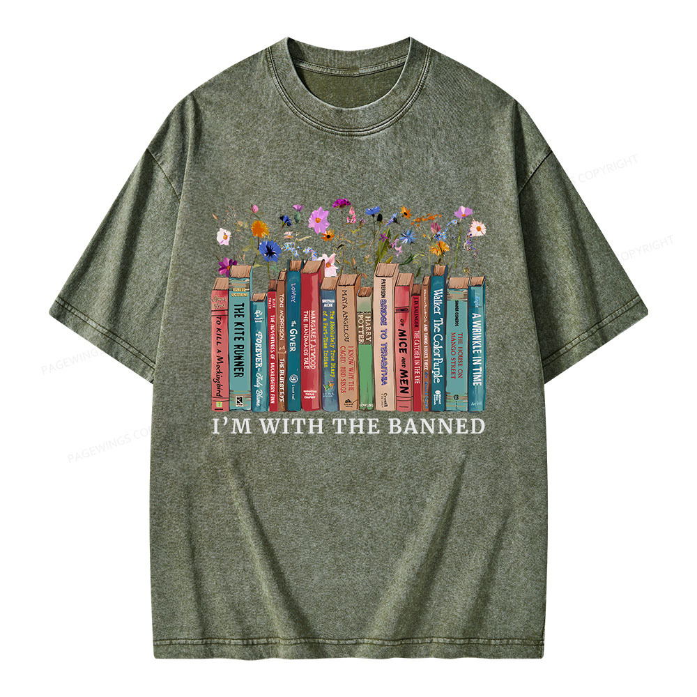 Pagewings I'm With The Banned Unisex Washed T-shirt