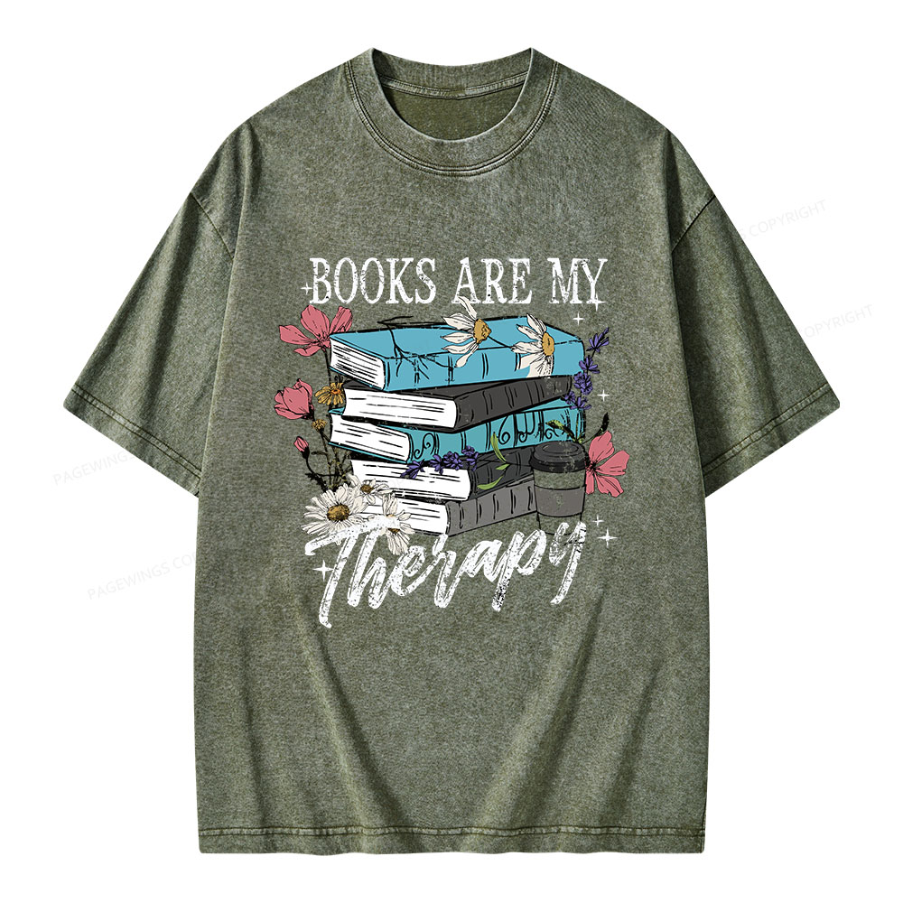 Pagewings Book Are My Therapy Unisex Washed T-shirt