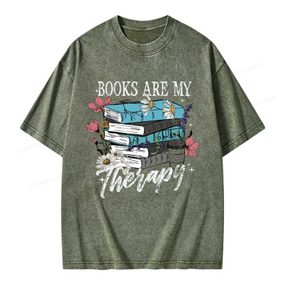 Pagewings Book Are My Therapy Unisex Washed T-shirt