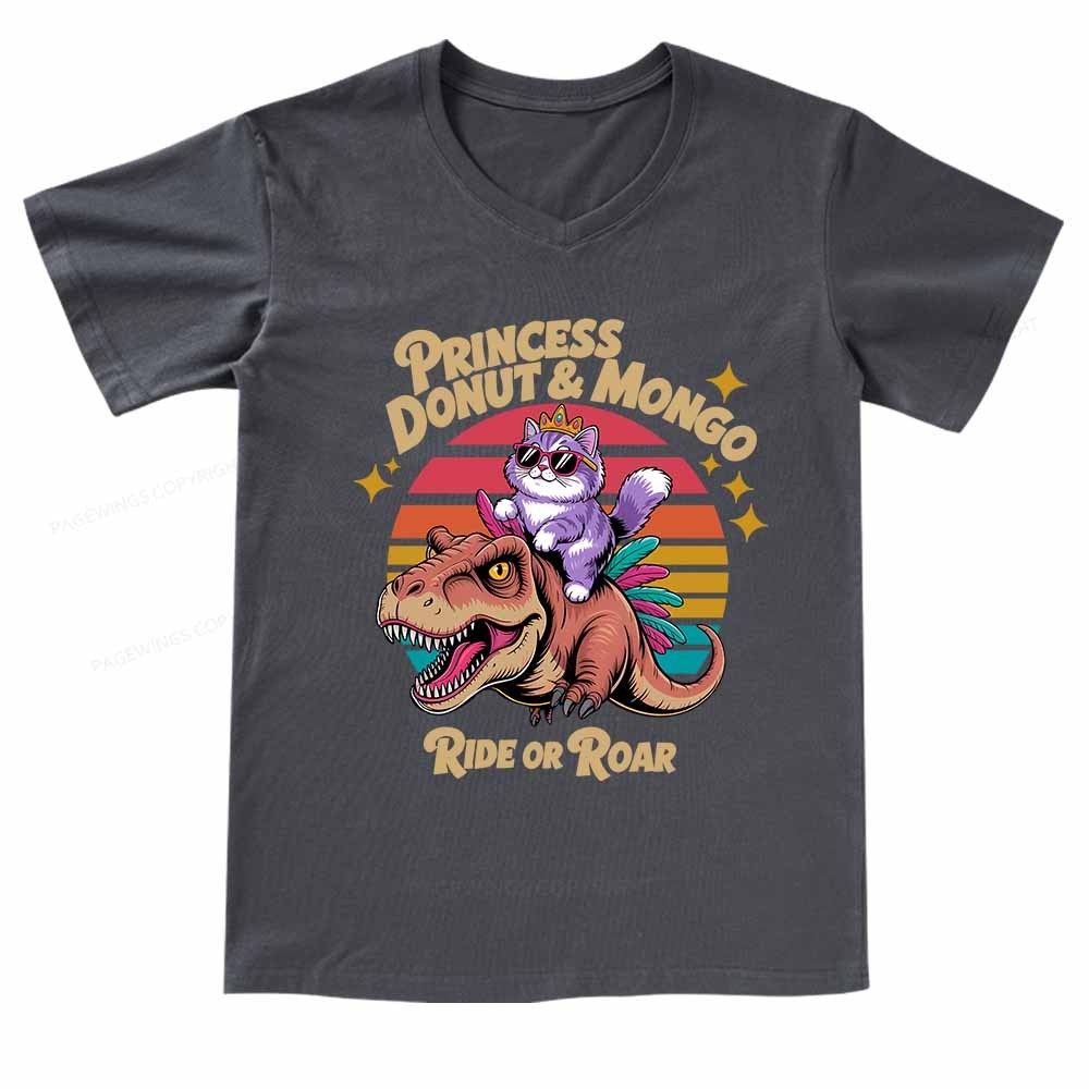Pagewings Princess Donut & Mongo  V-neck T-shirt
