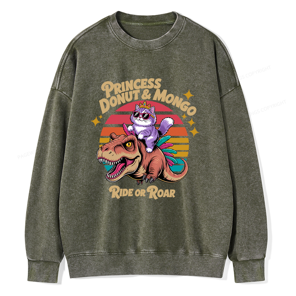 Pagewings Princess Donut & Mongo Unisex Washed Sweatshirt
