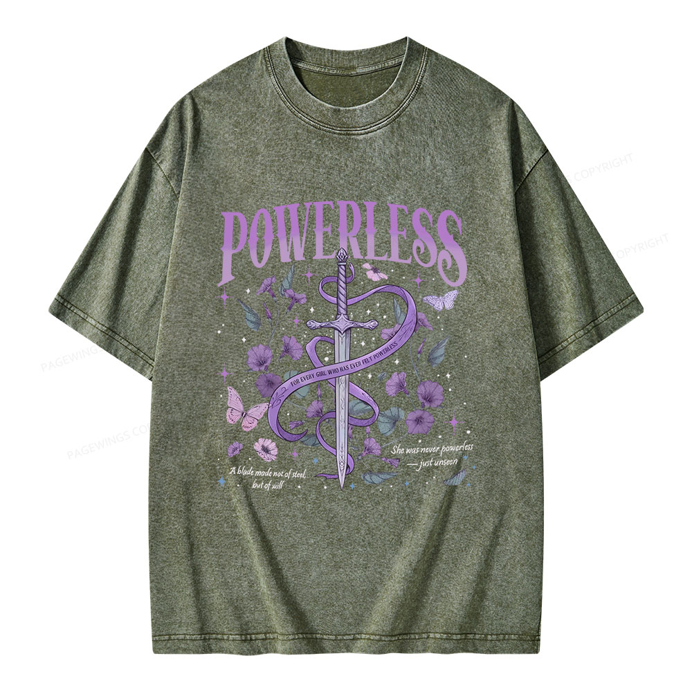 Pagewings Powerless Bookish Unisex Washed T-shirt