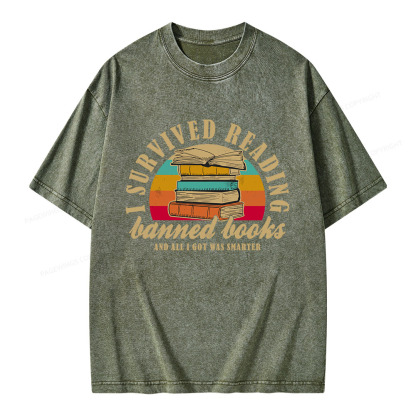 Pagewings I Survived Reading Banned Books Unisex Washed T-shirt