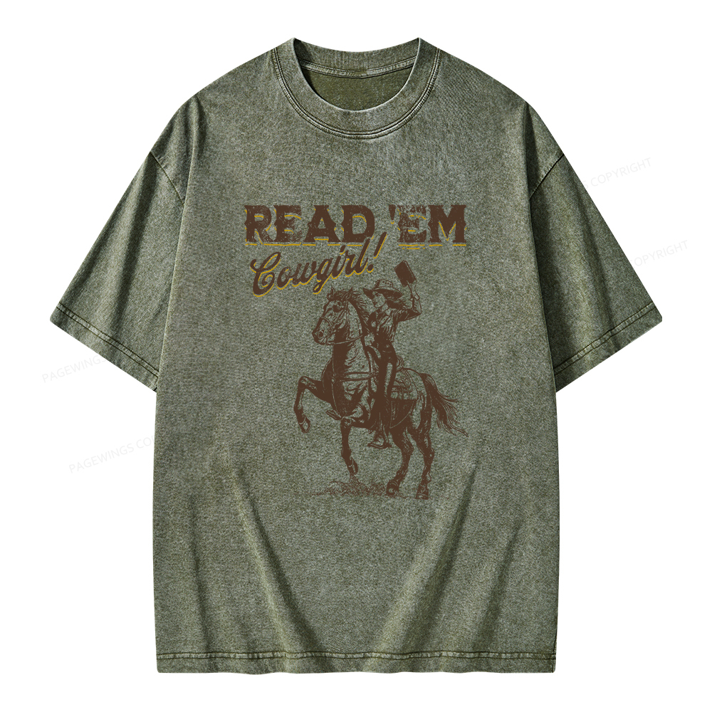 Pagewings Bookish Cowgirl Unisex Washed T-shirt