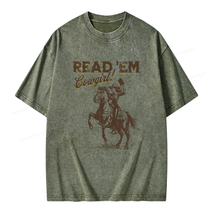 Pagewings Bookish Cowgirl Unisex Washed T-shirt