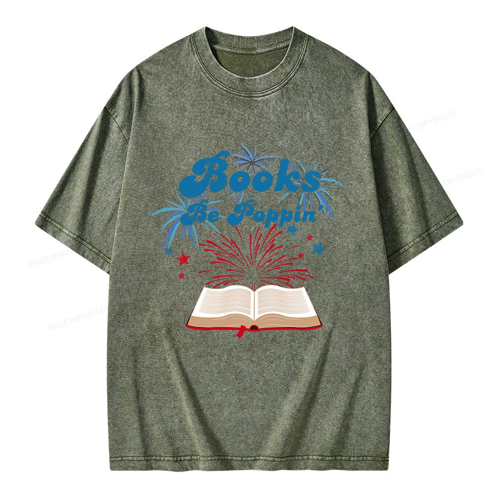 Pagewings Books Be Poppin Unisex Washed T-shirt