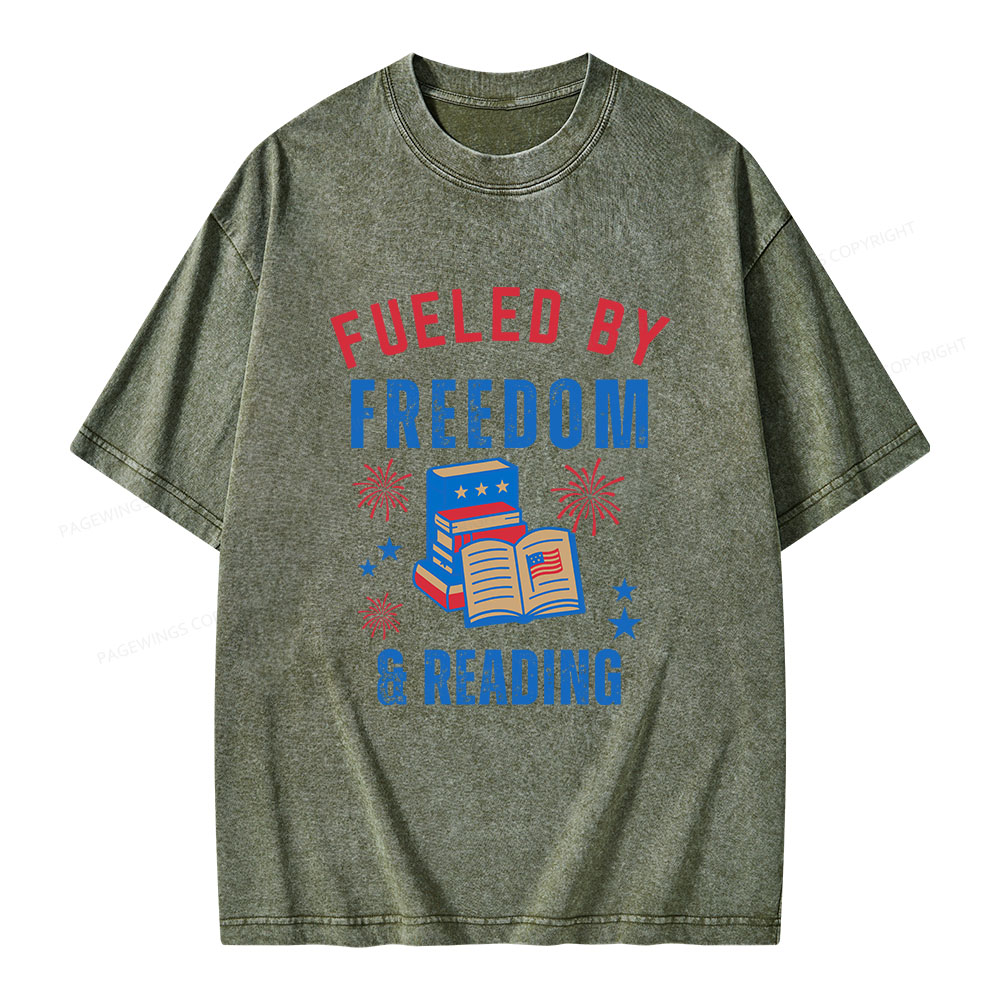 Pagewings Fueled Freedom Reading Unisex Washed T-shirt