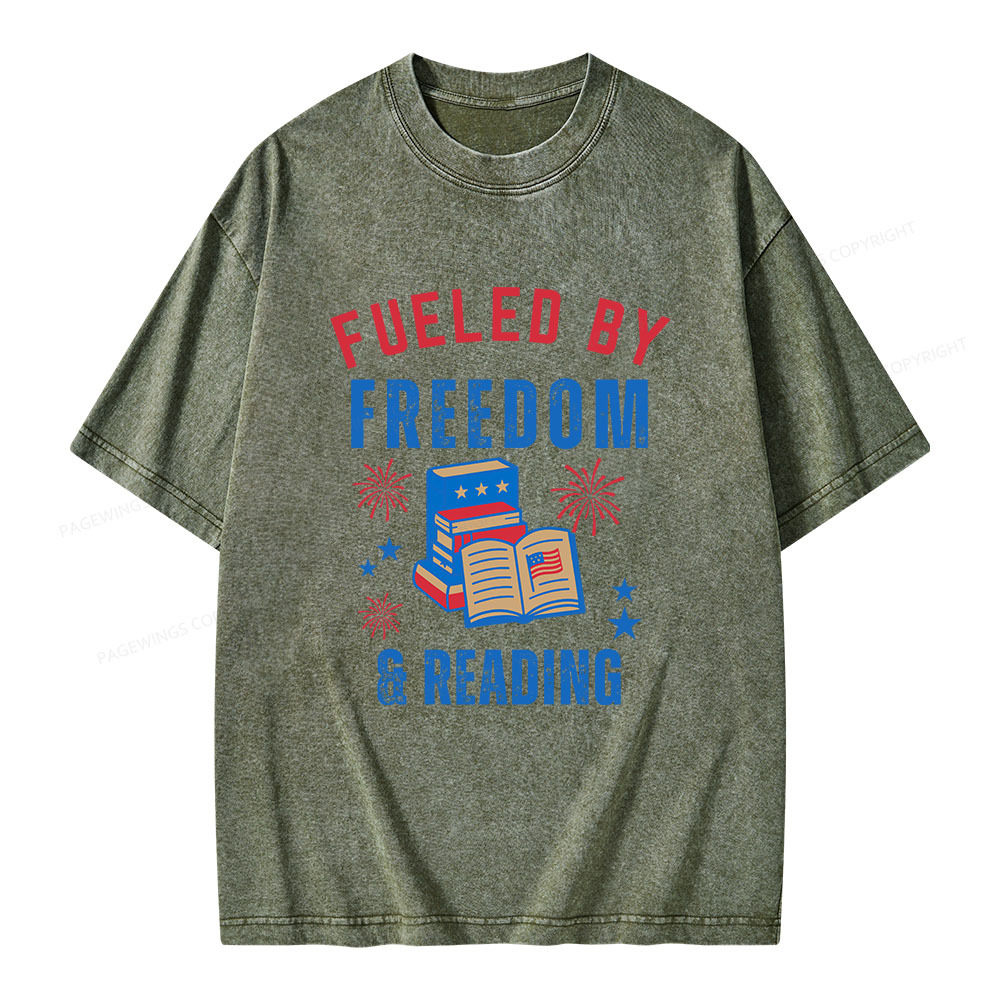 Pagewings Fueled Freedom Reading Unisex Washed T-shirt