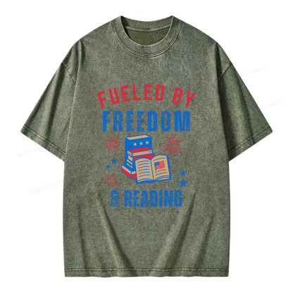 Pagewings Fueled Freedom Reading Unisex Washed T-shirt