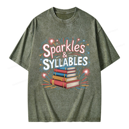 Pagewings Sparkles & Syllables Unisex Washed T-shirt