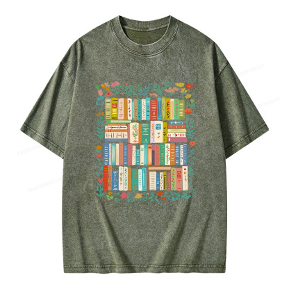 Pagewings Vintage Library Unisex Washed T-shirt