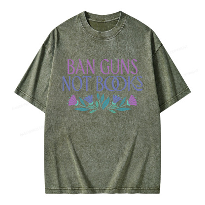 Pagewings Ban Guns Not Books Unisex Washed T-shirt