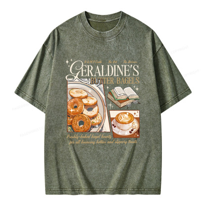 Pagewings Geraldines Buttery Bagels Unisex Washed T-shirt