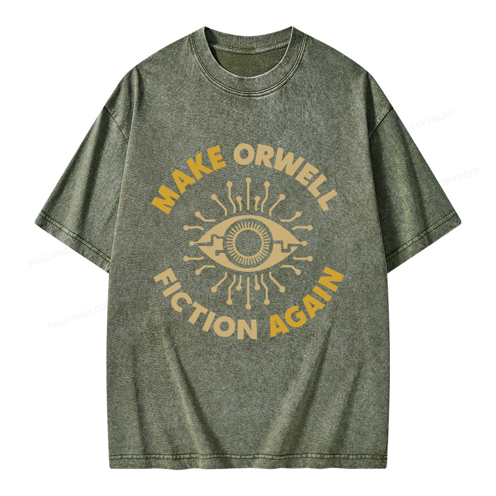 Pagewings Make Orwell Fiction Again Unisex Washed T-shirt