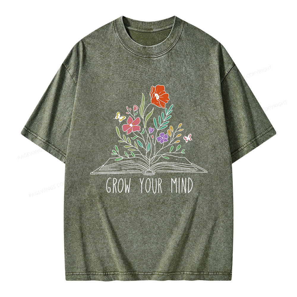Pagewings Grow Your Mind Unisex Washed T-shirt