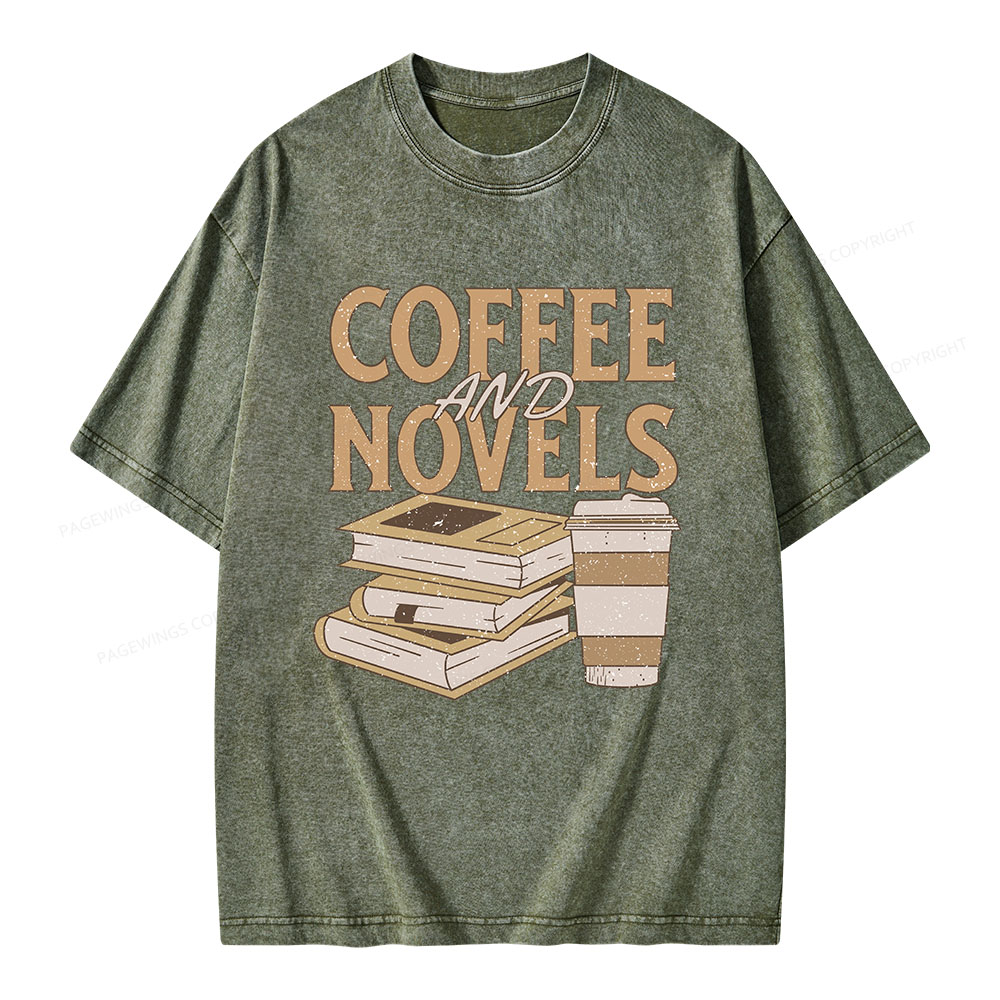 Pagewings Coffee And Novel Unisex Washed T-shirt