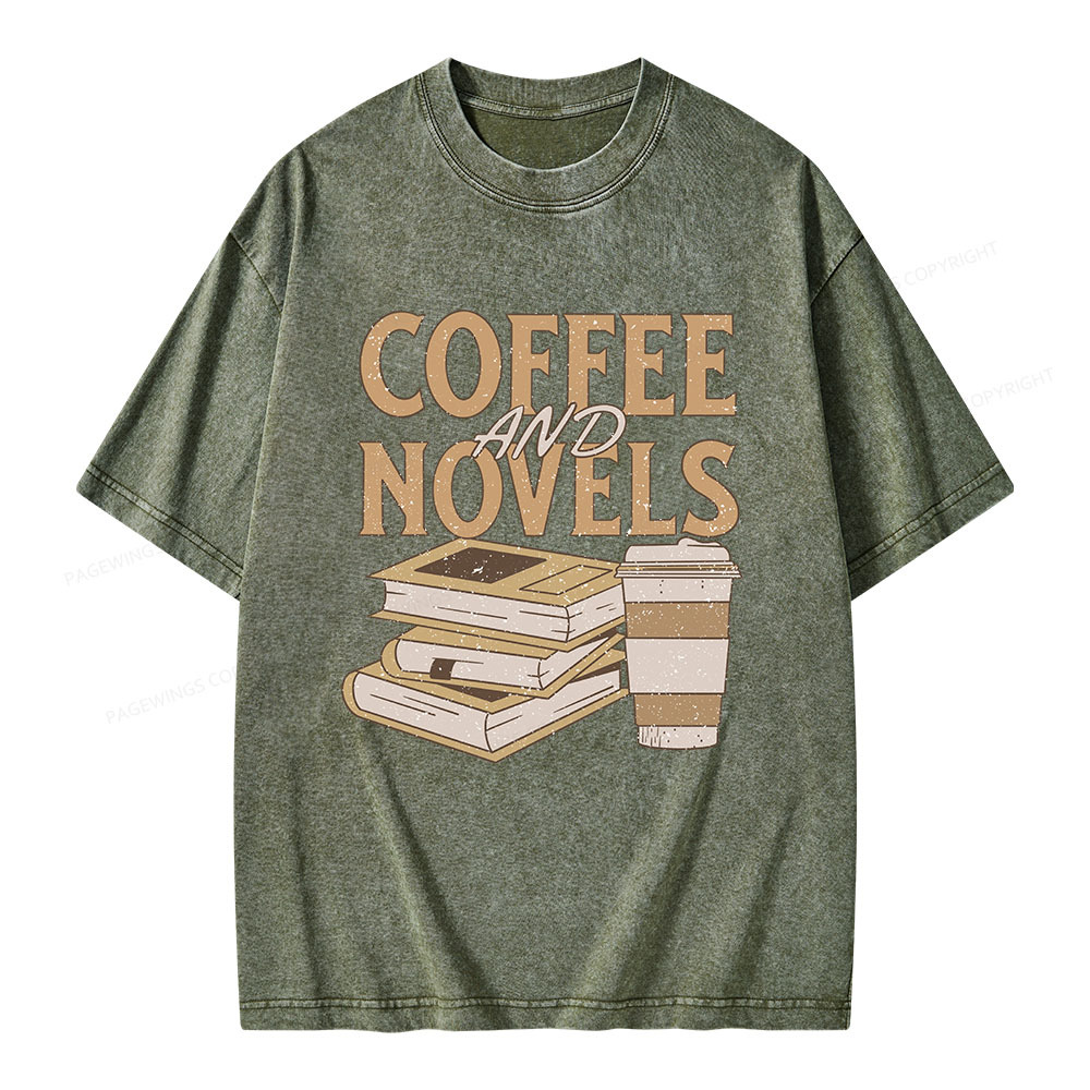 Pagewings Coffee And Novel Unisex Washed T-shirt
