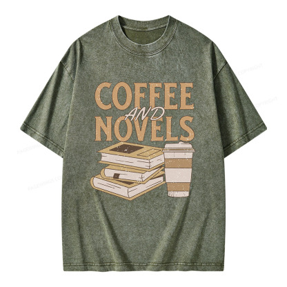 Pagewings Coffee And Novel Unisex Washed T-shirt