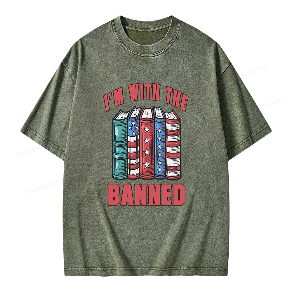 Pagewings I'm With The Banned Unisex Washed T-shirt