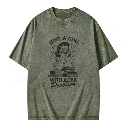 Pagewings Just A Girl With A TBR Problem Unisex Washed T-shirt