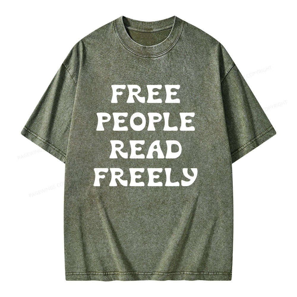 Pagewings Free People Read Freely Unisex Washed T-shirt