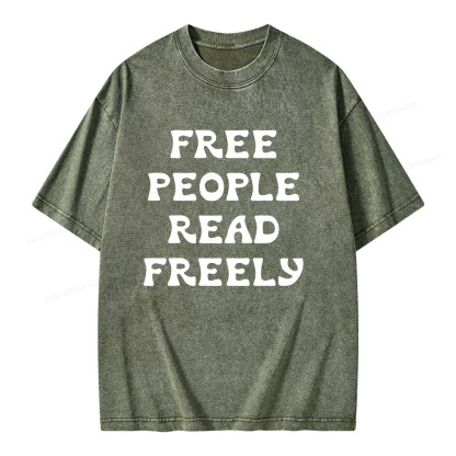 Pagewings Free People Read Freely Unisex Washed T-shirt