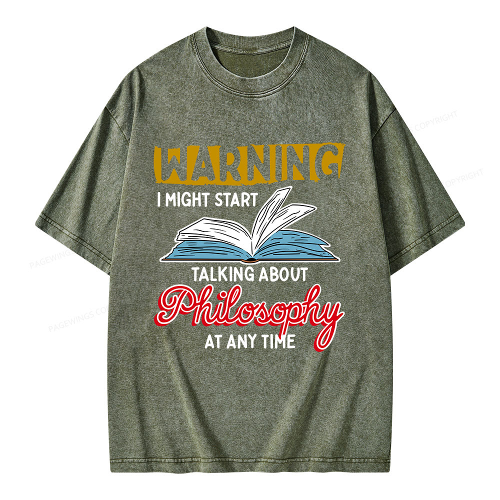 Pagewings Talking About Philosophy At Any Time Unisex Washed T-shirt