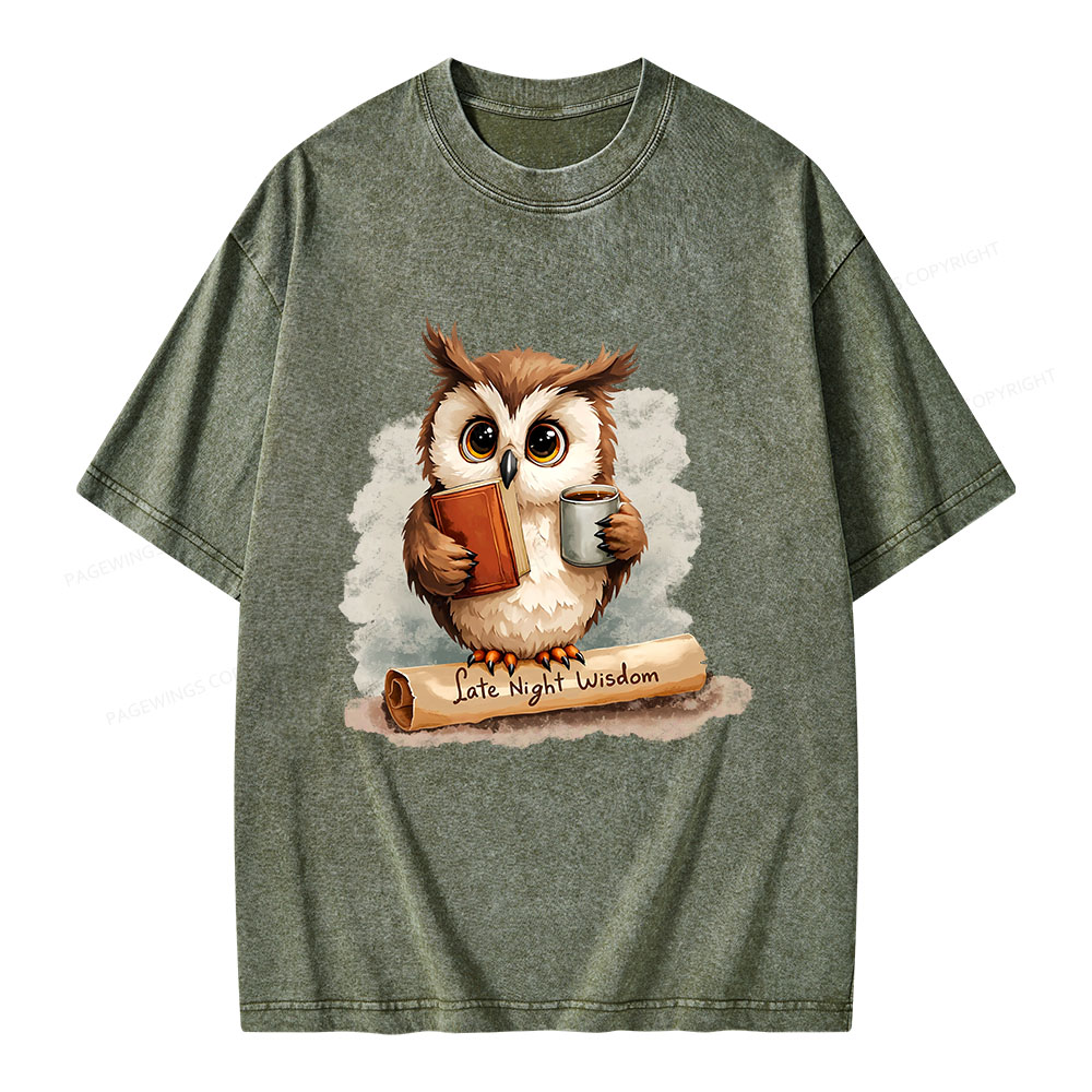 Pagewings Late Night Wisdom Unisex Washed T-shirt
