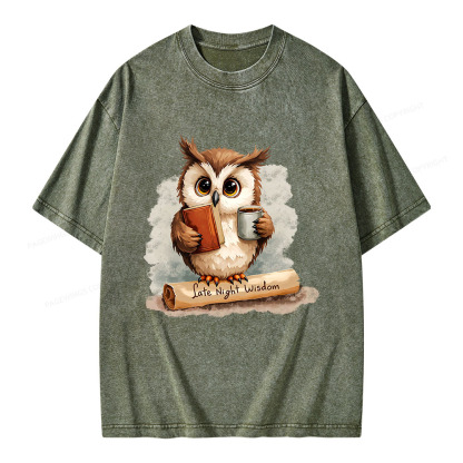 Pagewings Late Night Wisdom Unisex Washed T-shirt