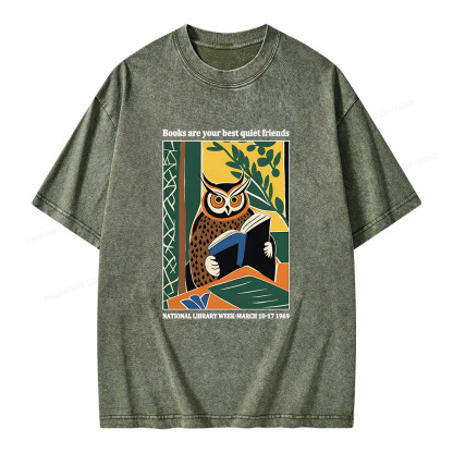 Pagewings Books Are Your Best Quiet Friends Unisex Washed T-shirt