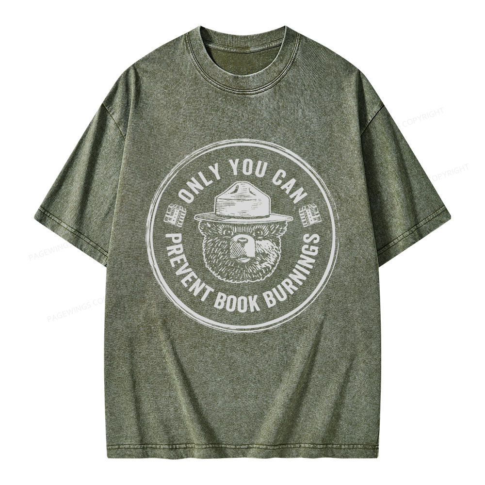 Pagewings Only You Can Prevent Book Burnings Unisex Washed T-shirt