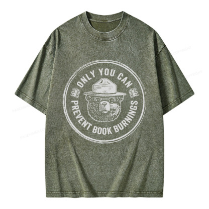 Pagewings Only You Can Prevent Book Burnings Unisex Washed T-shirt