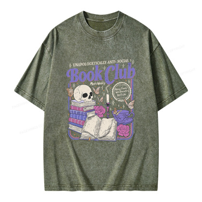 Pagewings Anti Social Book Club Unisex Washed T-shirt