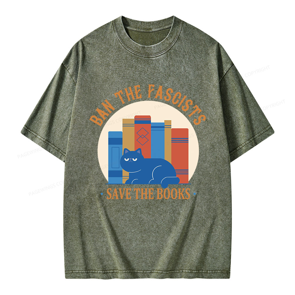 Pagewings Ban The Fascists Save The Books Unisex Washed T-shirt