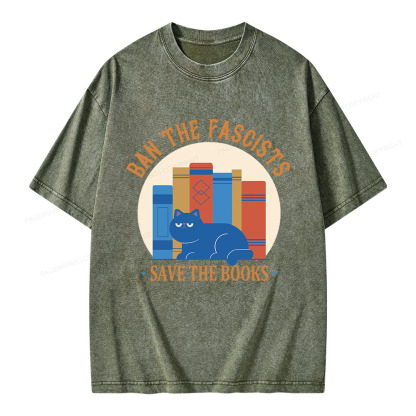 Pagewings Ban The Fascists Save The Books Unisex Washed T-shirt