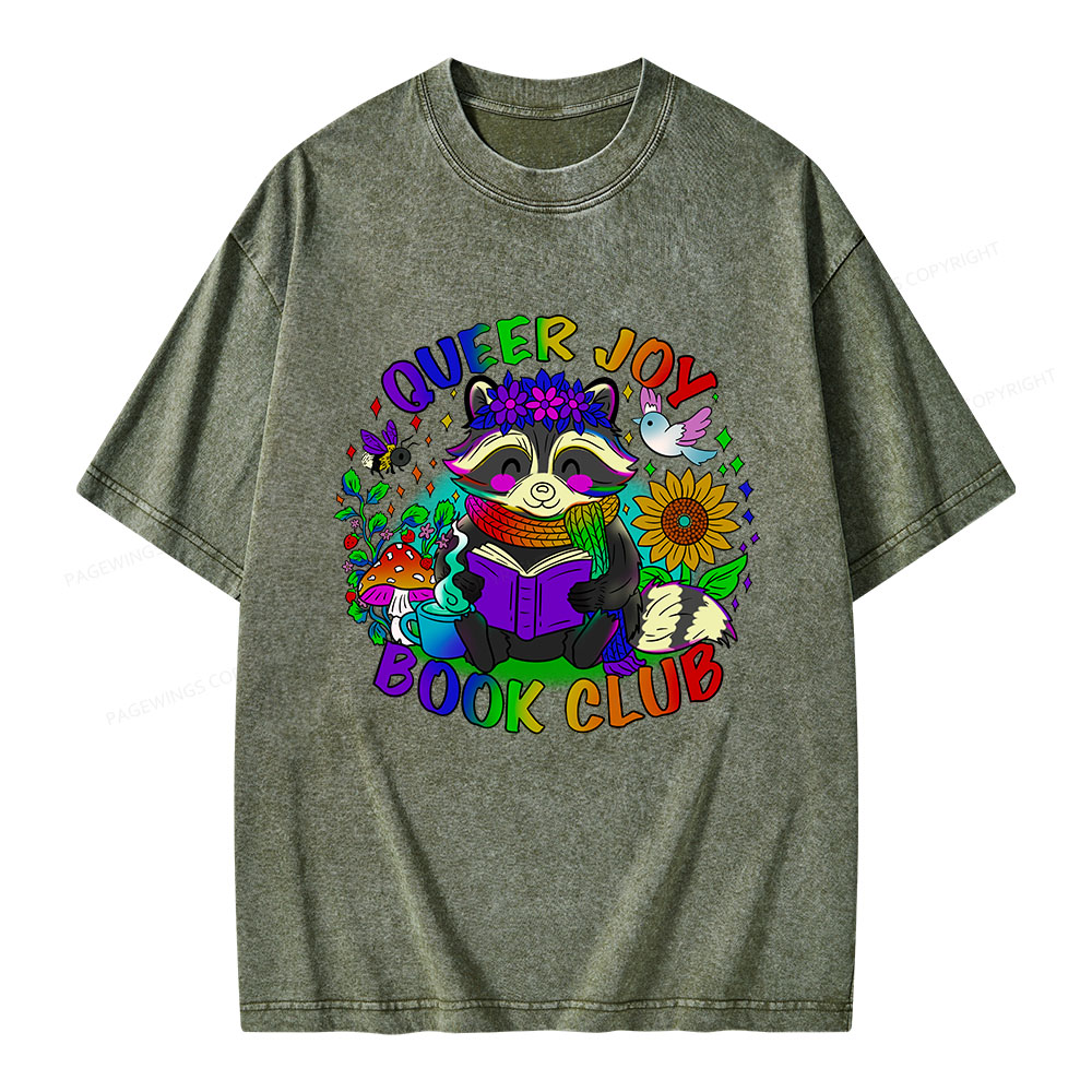 Pagewings Queer Joy Book Club Unisex Washed T-shirt